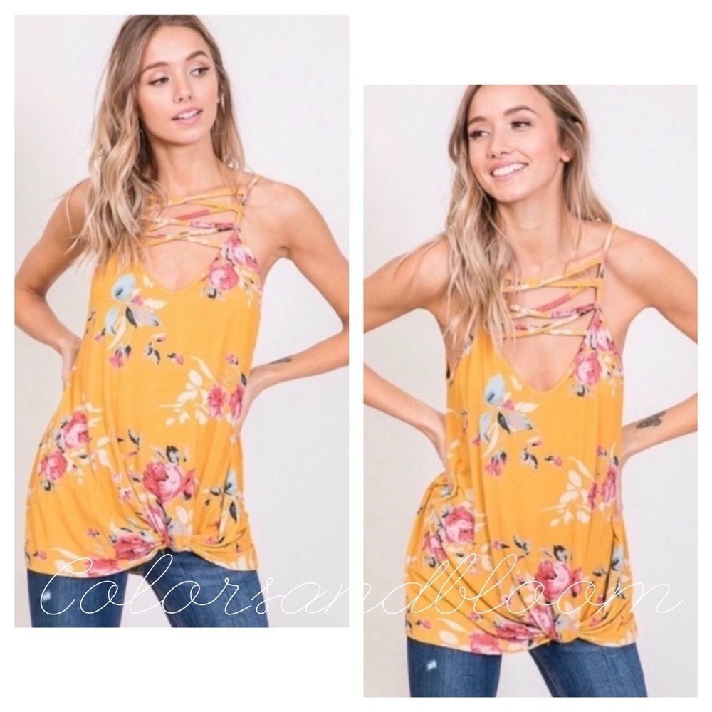 Floral Criss Cross Tank Top